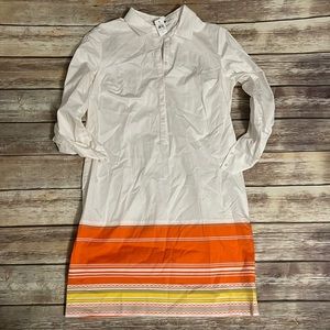 White Ann Taylor dress with orange stripes
